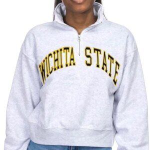 ZOOZATZ Wichita State Shockers Women's Ash Cropped Sport Fleece Qtr Zip SZ Med